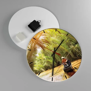 Wall clock - Clock on glass - Through a Palm Ravine - 30x30 cm