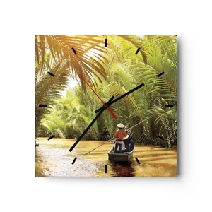 Wall clock - Clock on glass - Through a Palm Ravine - 40x40 cm