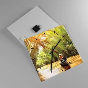 Wall clock - Clock on glass - Through a Palm Ravine - 40x40 cm