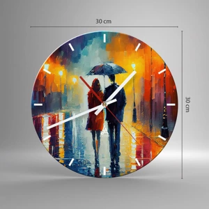 Wall clock - Clock on glass - Together - Colourful Night - 30x30 cm