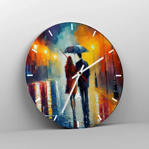 Wall clock - Clock on glass - Together - Colourful Night - 30x30 cm