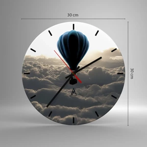 Wall clock - Clock on glass - Wanderer above Clouds - 30x30 cm