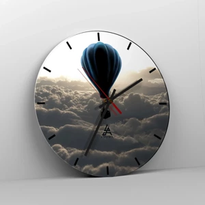 Wall clock - Clock on glass - Wanderer above Clouds - 30x30 cm