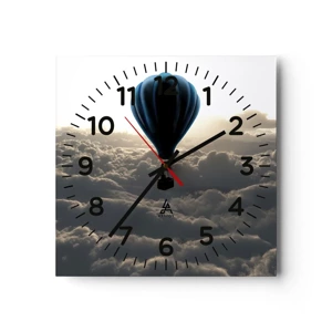 Wall clock - Clock on glass - Wanderer above Clouds - 30x30 cm