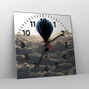 Wall clock - Clock on glass - Wanderer above Clouds - 30x30 cm