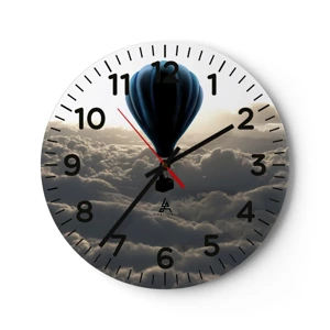 Wall clock - Clock on glass - Wanderer above Clouds - 30x30 cm