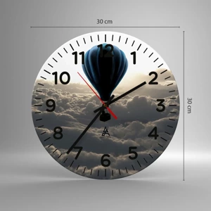 Wall clock - Clock on glass - Wanderer above Clouds - 30x30 cm