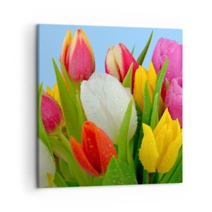 Canvas picture - Floral Rainbow in Dew Drops - 50x50 cm