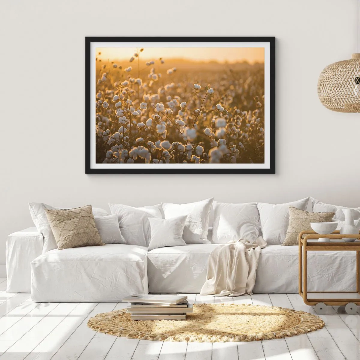 Poster in black frame - Fluffy Field - 100x70 cm