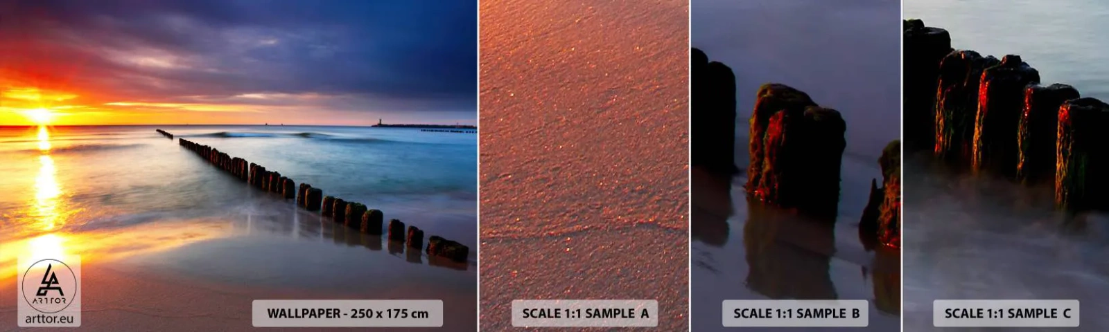 Photo Wallpaper Sample Standard Eco - Listen to the Silence - Landscape, Sunset, Beach - 100x30 cm