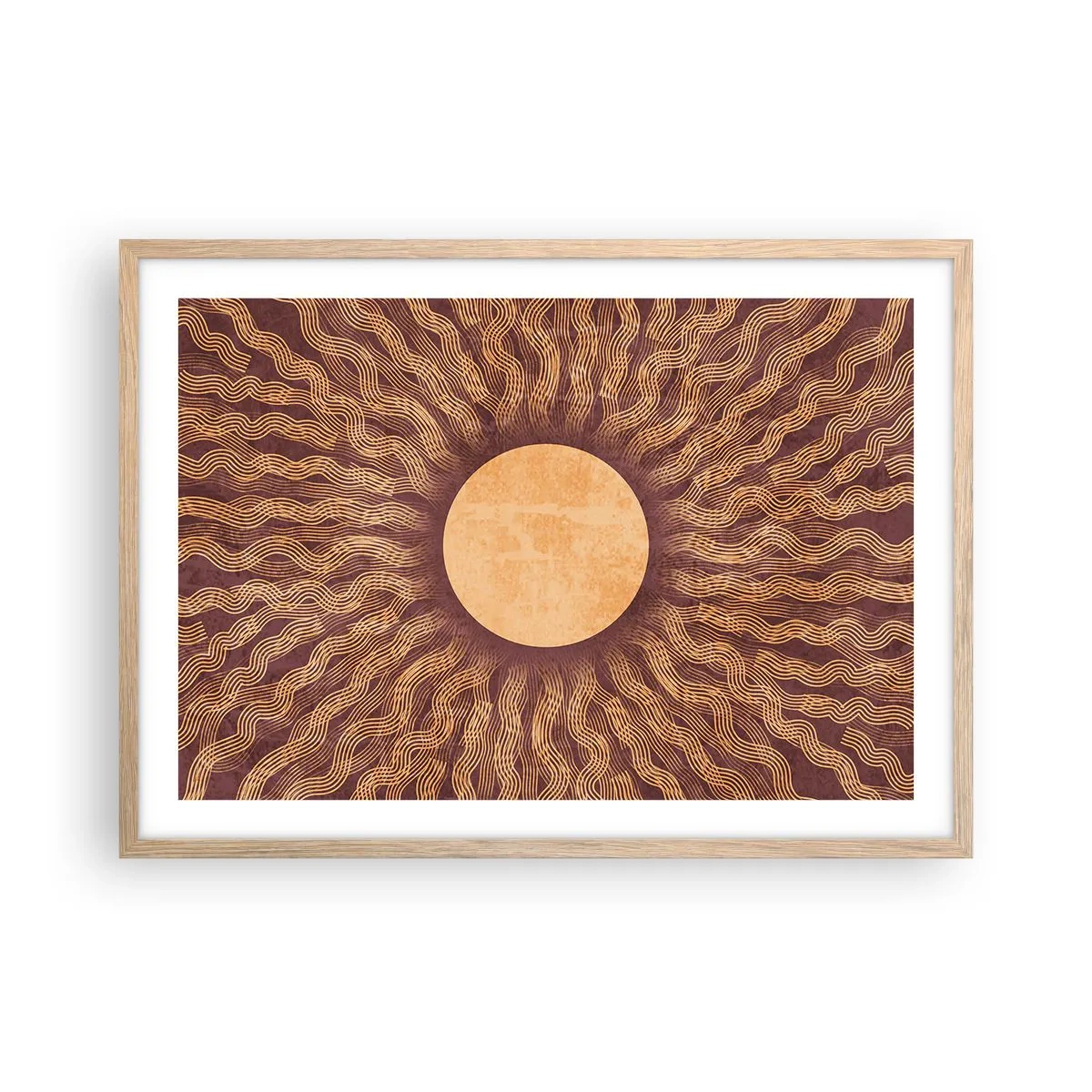 Poster in light oak frame - Sun Icon - 70x50 cm