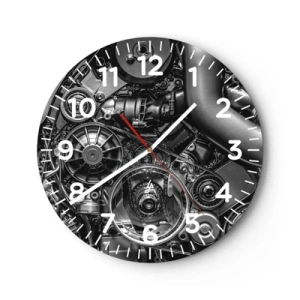 Wall clock - Clock on glass - Poetry of Mechanics - 40x40 cm