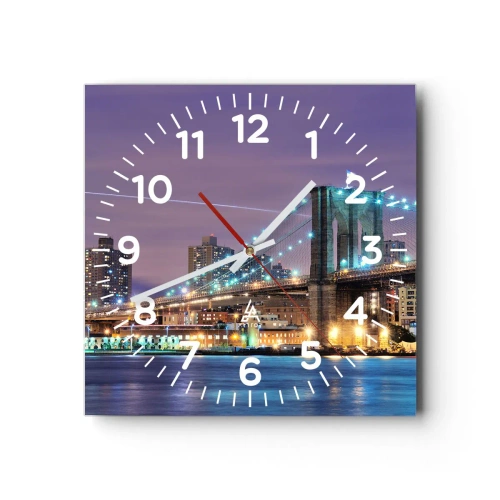Wall clock - Clock on glass - Brooklyn Bridge for Many Years Now - 40x40 cm
