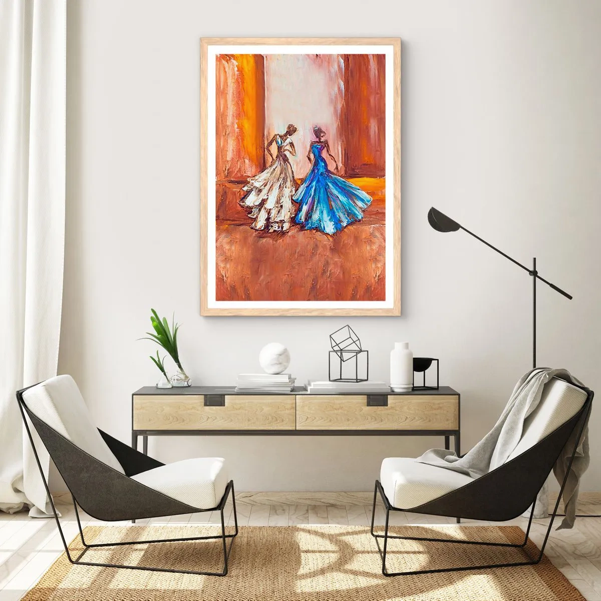 Poster in light oak frame - Charming Duo - 50x70 cm