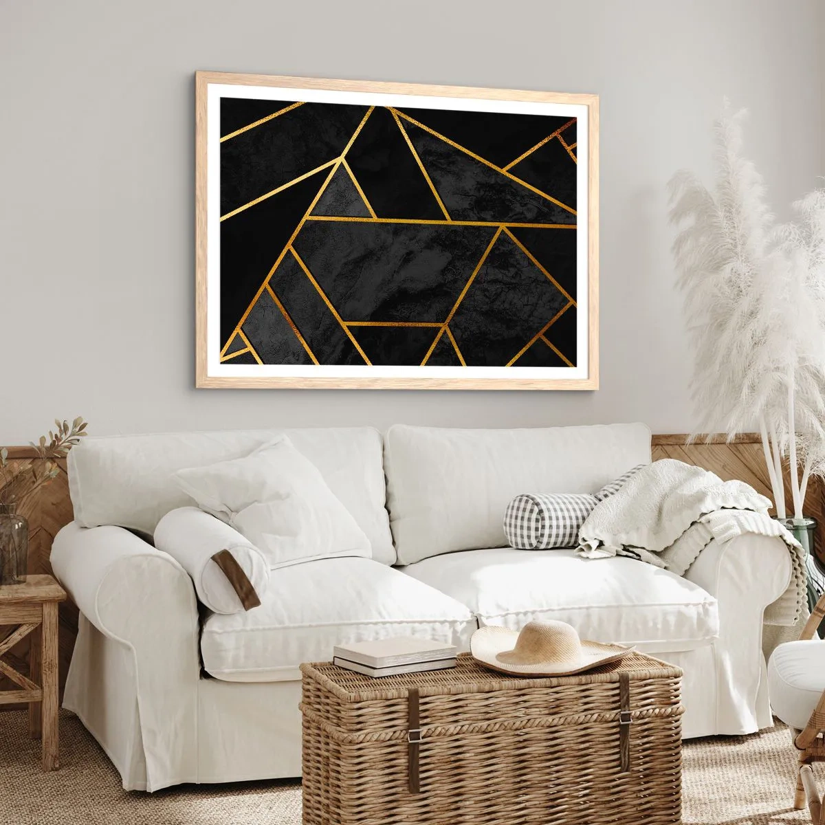 Poster in light oak frame - Darkness and Brighness - 70x50 cm