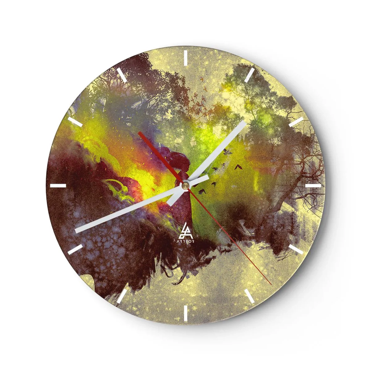 Wall clock - Clock on glass - Mother Nature - 40x40 cm