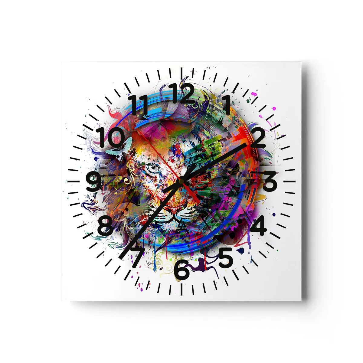 Wall clock - Clock on glass - Behind Rainbow Curtain - 40x40 cm