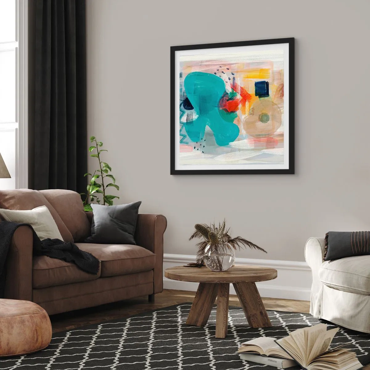 Poster in black frame - Colourful Game - 40x40 cm