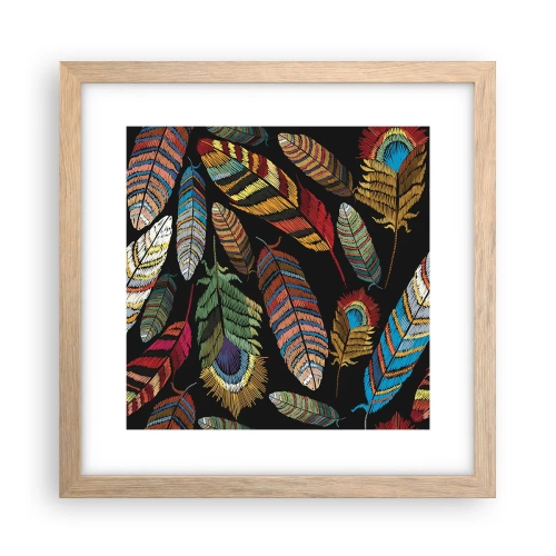 Poster in light oak frame - Bird Carnival - 30x30 cm