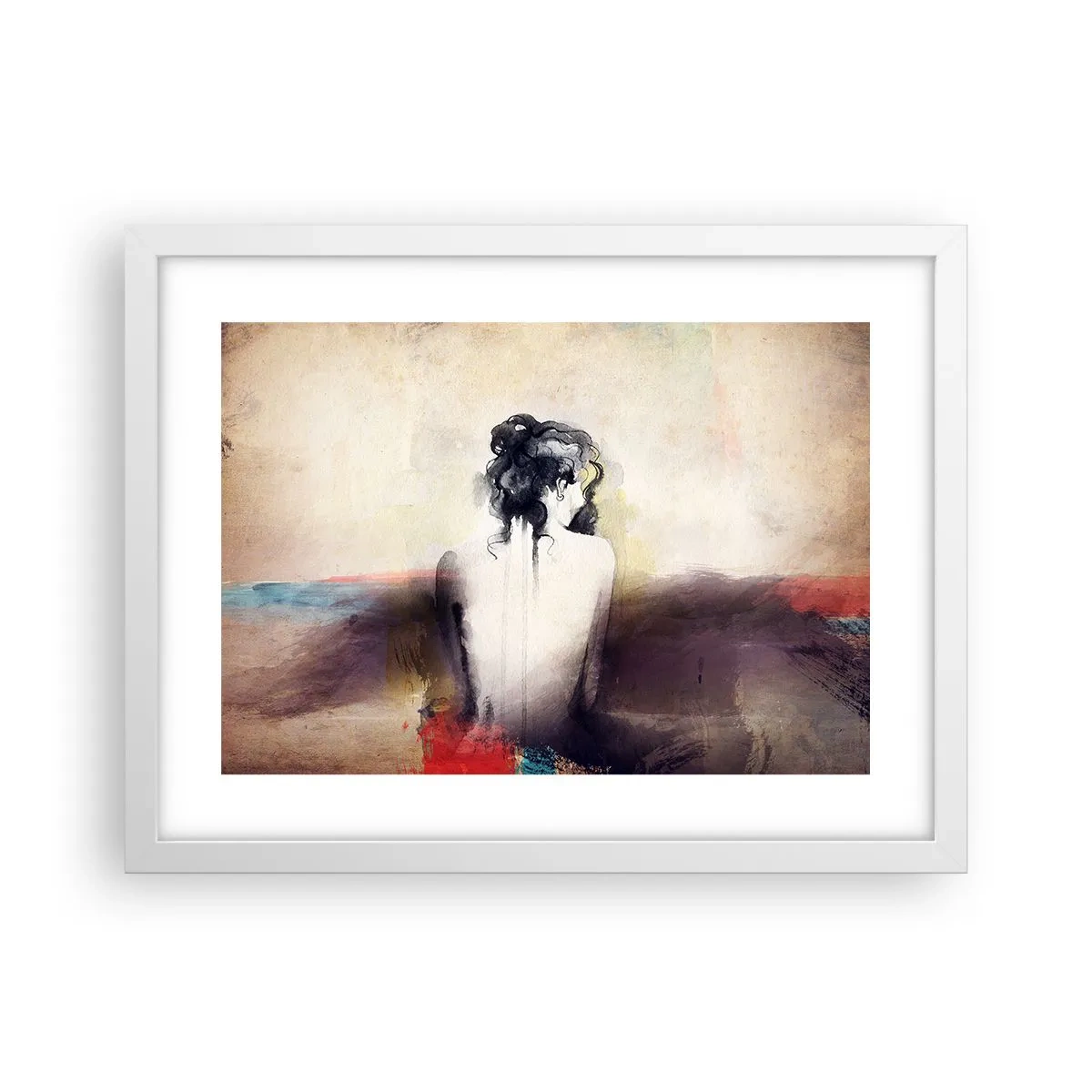 Poster in white frmae - Gentle Lines, Oval Shapes - 40x30 cm