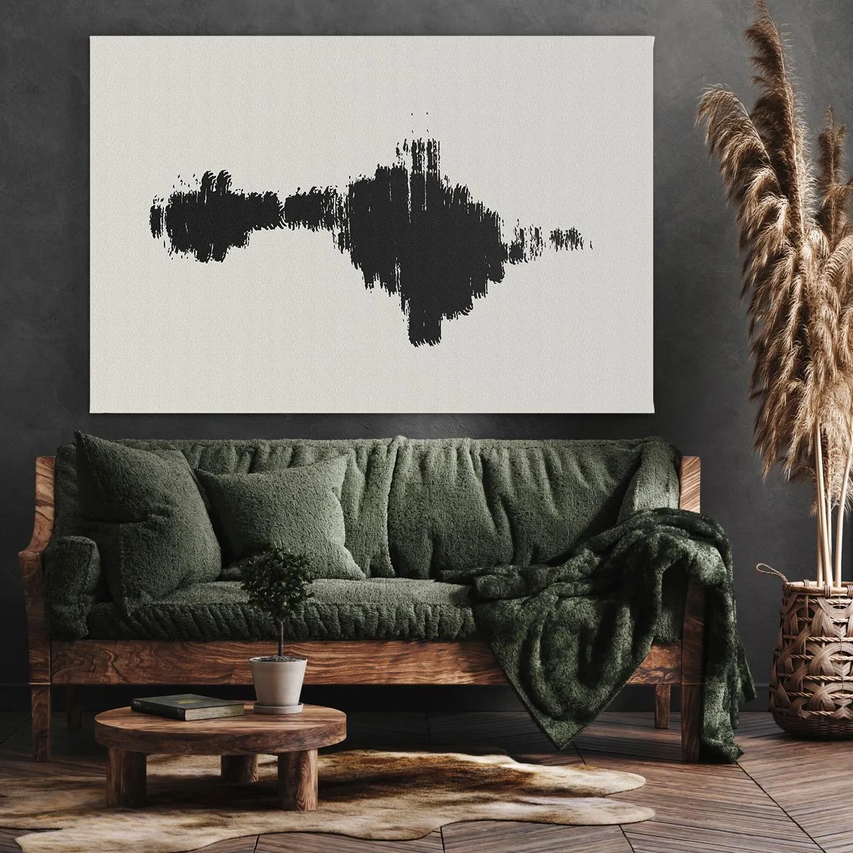 Canvas picture - An abstract motif resembling a sound wave in a minimalist style. - 70x50cm - Vibrations of Imagination - Modern wall decoration for the living room and bedroom ARTTOR