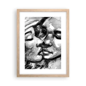 Poster in light oak frame - Tender Moment - 30x40 cm