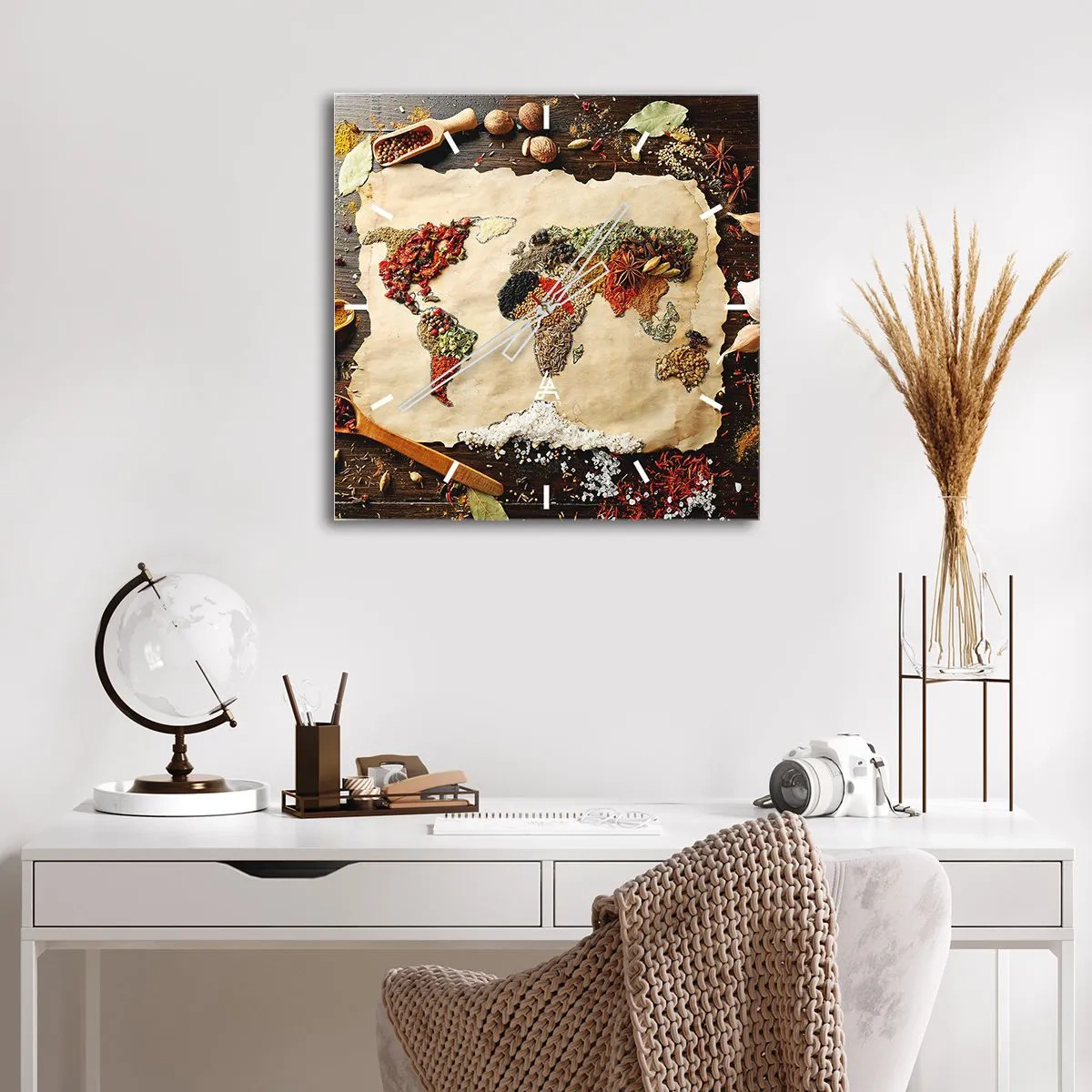 Wall clock - Clock on glass - All Flavours of the World - 40x40 cm