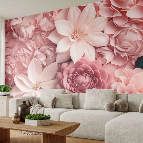 Photo Wallpaper Premium Sand - In Pink Petals - Flowers, Pastel, Bright - 500x350 cm