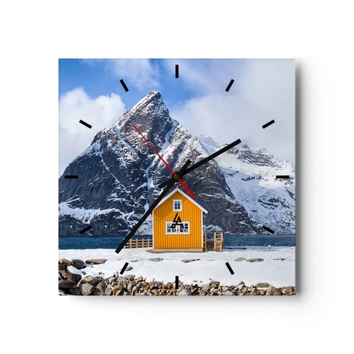 Wall clock - Clock on glass - Scandinavian Holiday - 30x30 cm