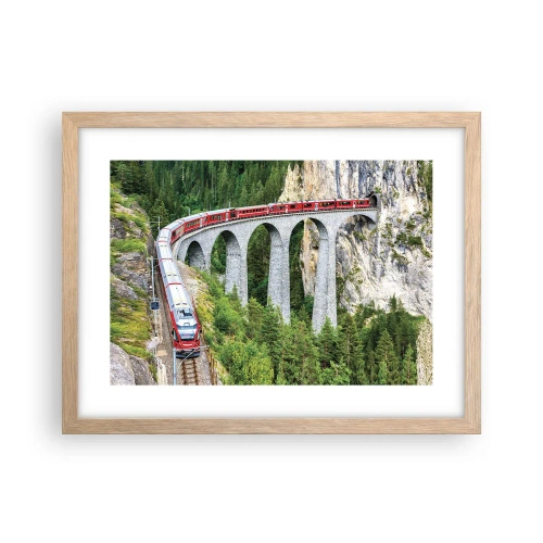 Poster in light oak frame - Time for Mountin Views - 40x30 cm