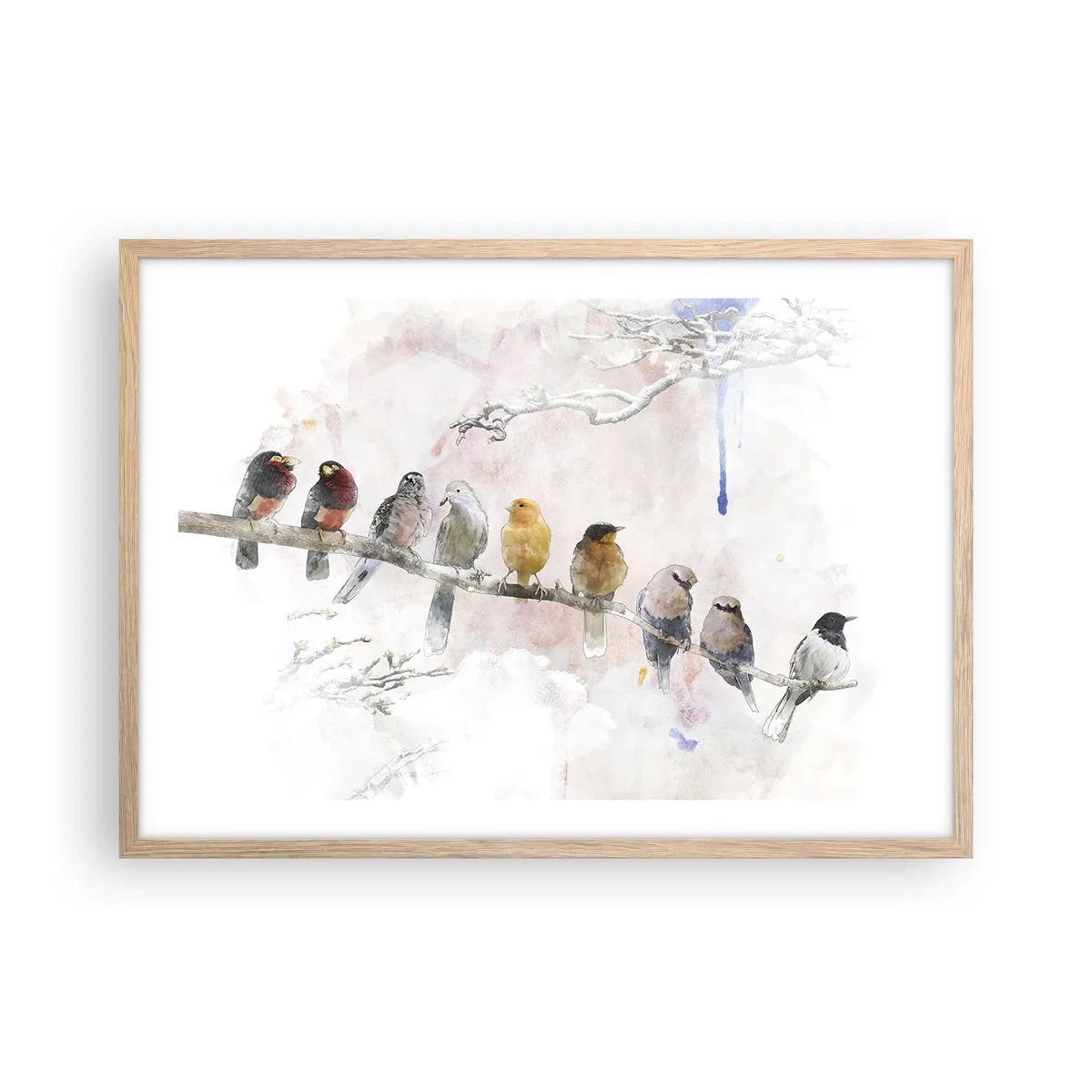 Poster in light oak frame - Winged Encounter - 70x50 cm
