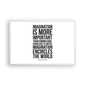 Poster in white frmae - Einstein about Power of Imagination - 91x61 cm