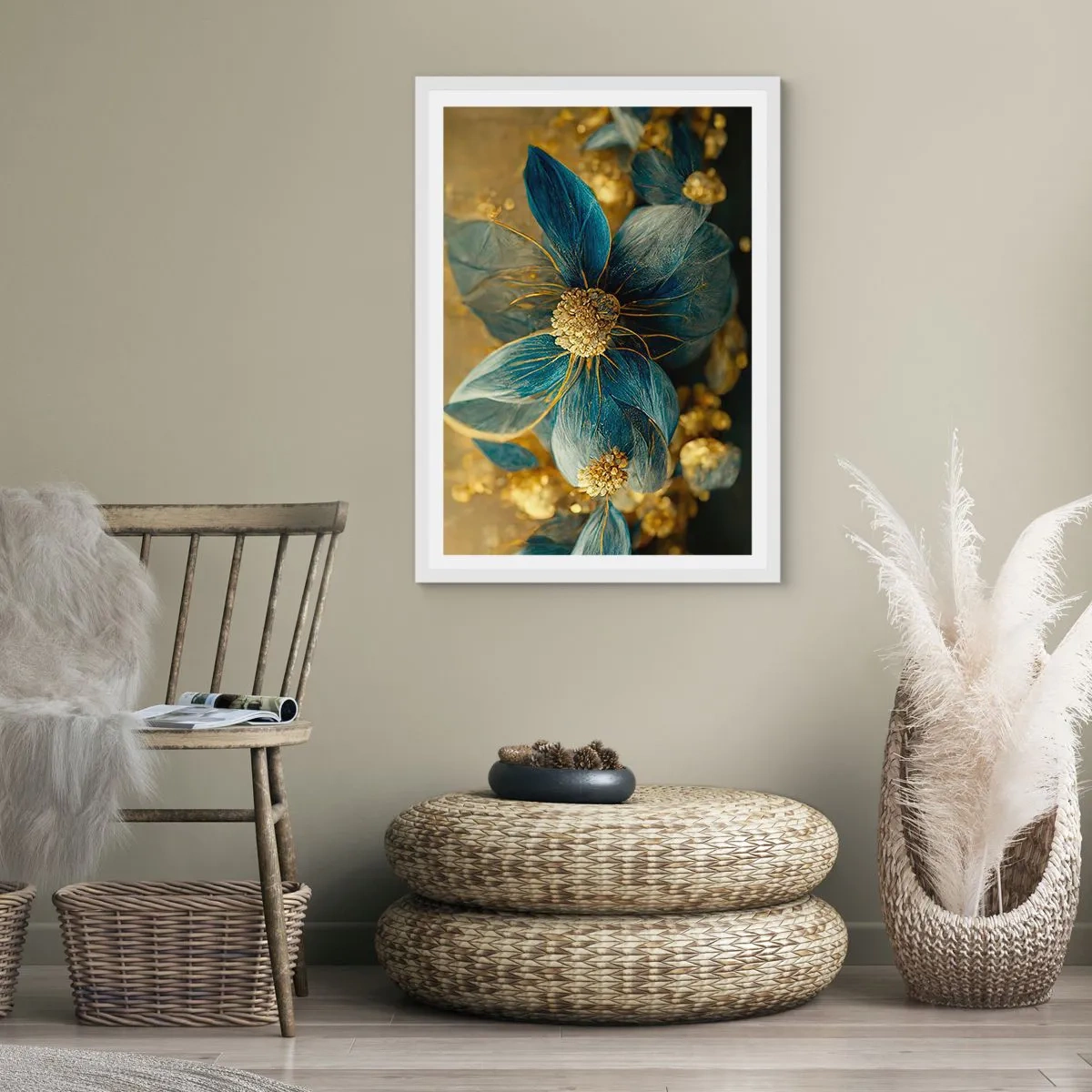 Poster in white frmae - Blossoming in Gold - 40x50 cm
