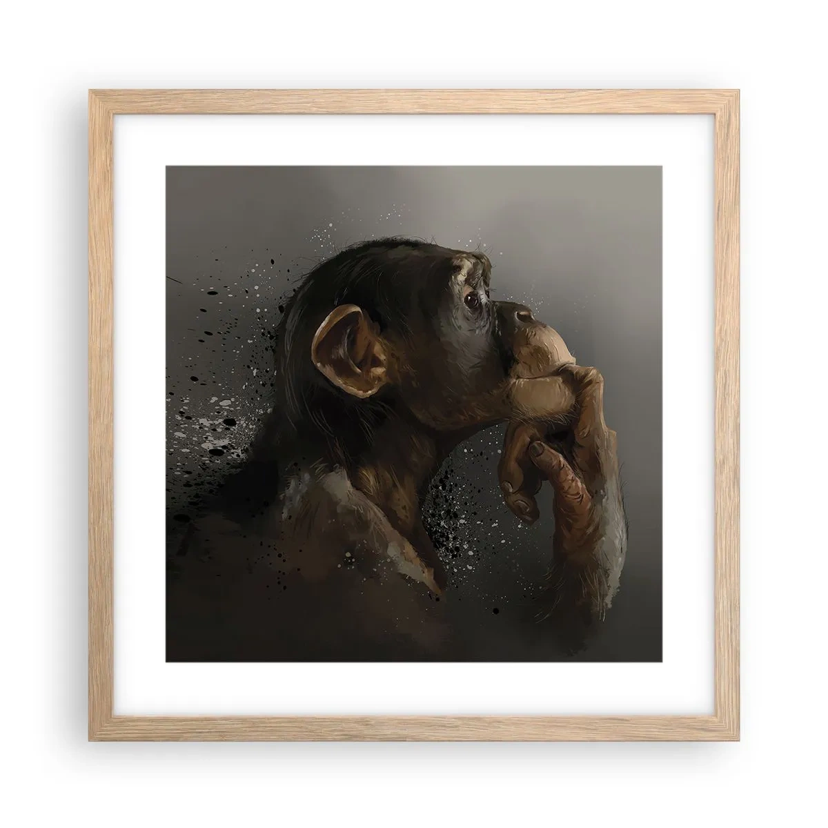 Poster in light oak frame - Certainly a Thinker - 40x40 cm
