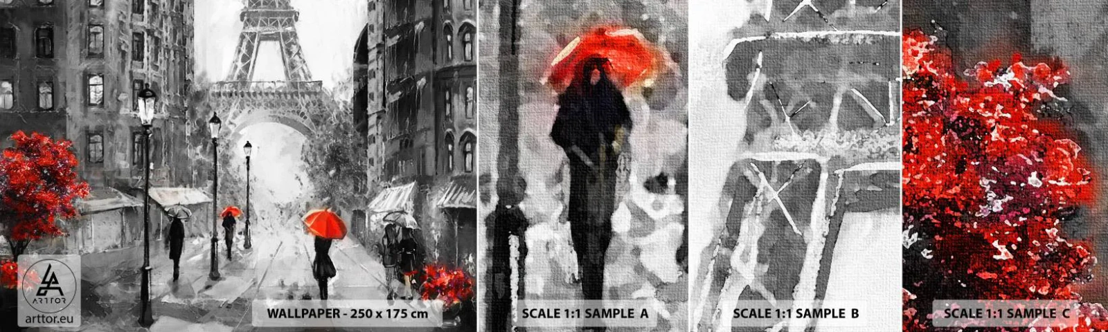 Photo Wallpaper Sample Standard Eco - All Roads Lead to Her - City, Paris, Eiffel Tower - 100x30 cm