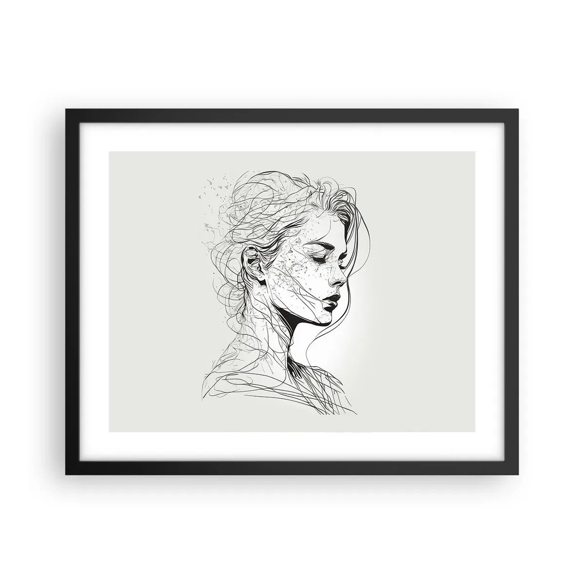 Poster in black frame - Portrait in Thoughts - 50x40 cm