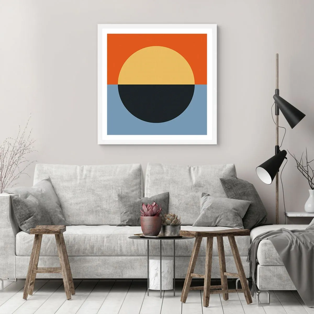 Poster in white frmae - Composition of Warm and Cool - 60x60 cm