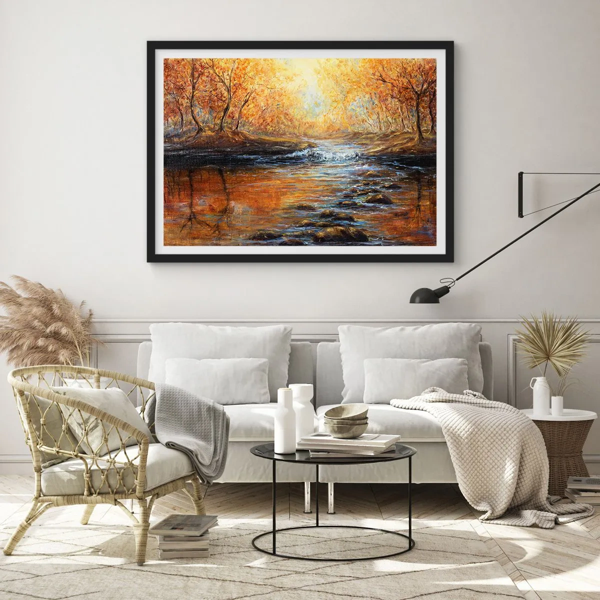 Poster in black frame - Golden Brook - 50x40 cm