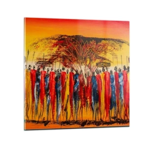 Glass picture - Marching in the Rhythm of Tam-tam - 40x40 cm