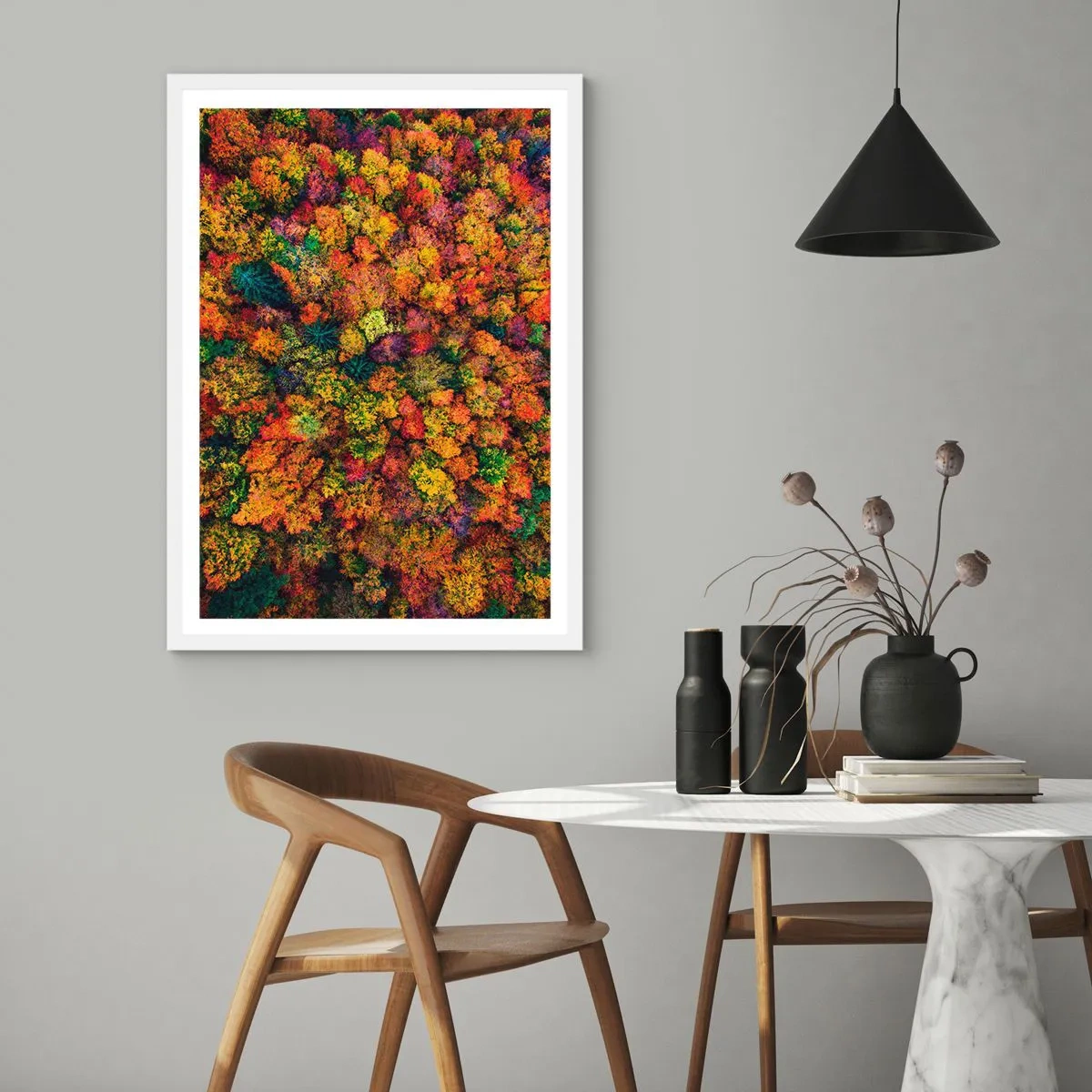 Poster in white frmae - Bouquet of Autumn Flowers - 50x70 cm
