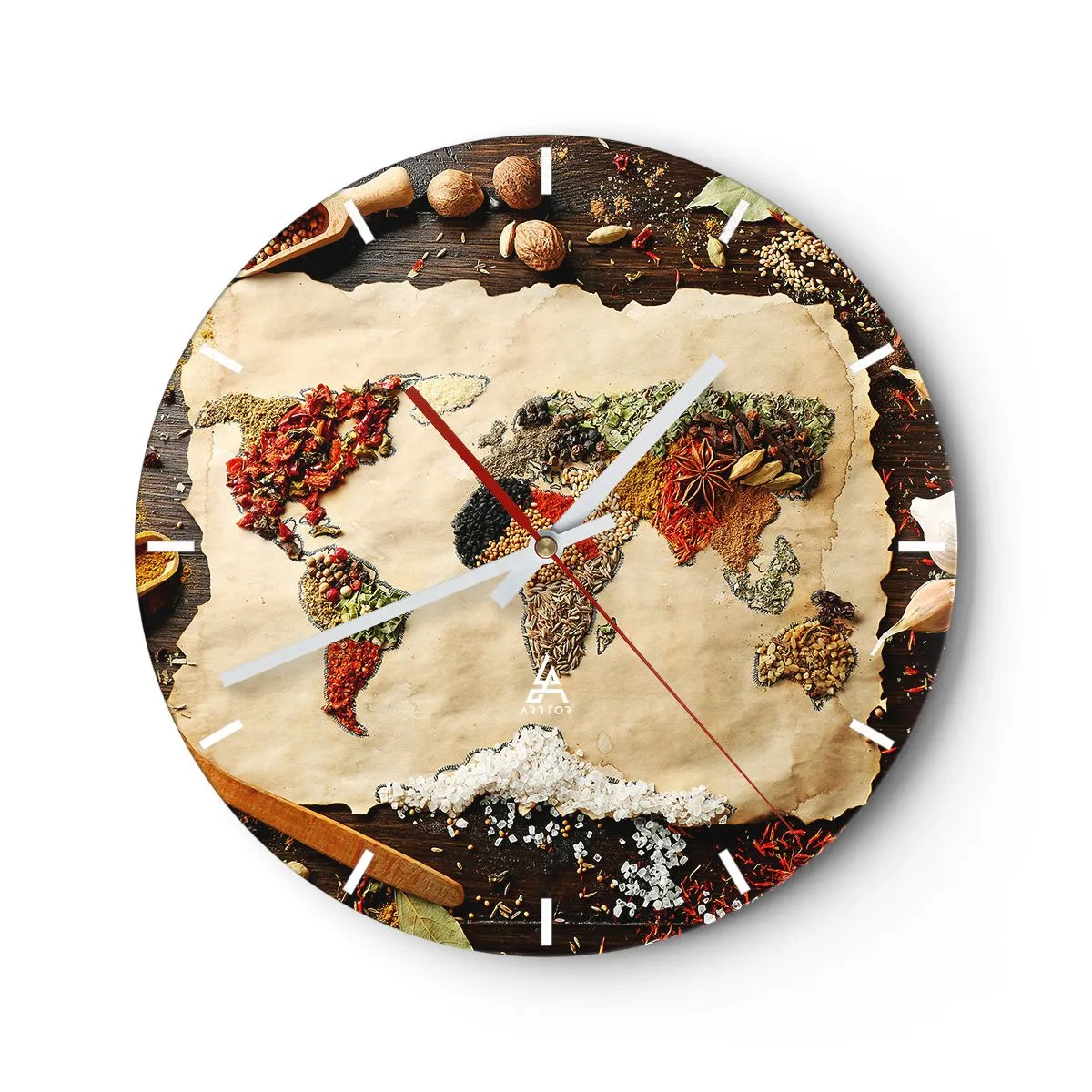 Wall clock - Clock on glass - All Flavours of the World - 40x40 cm