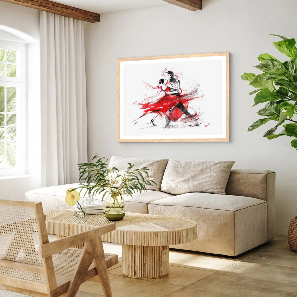 Poster in light oak frame - Tango - Rhythm of Passion - 100x70 cm