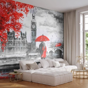 Photo Wallpaper Premium Canvas - In Love with London - City, London, Couple in love - 100x70 cm
