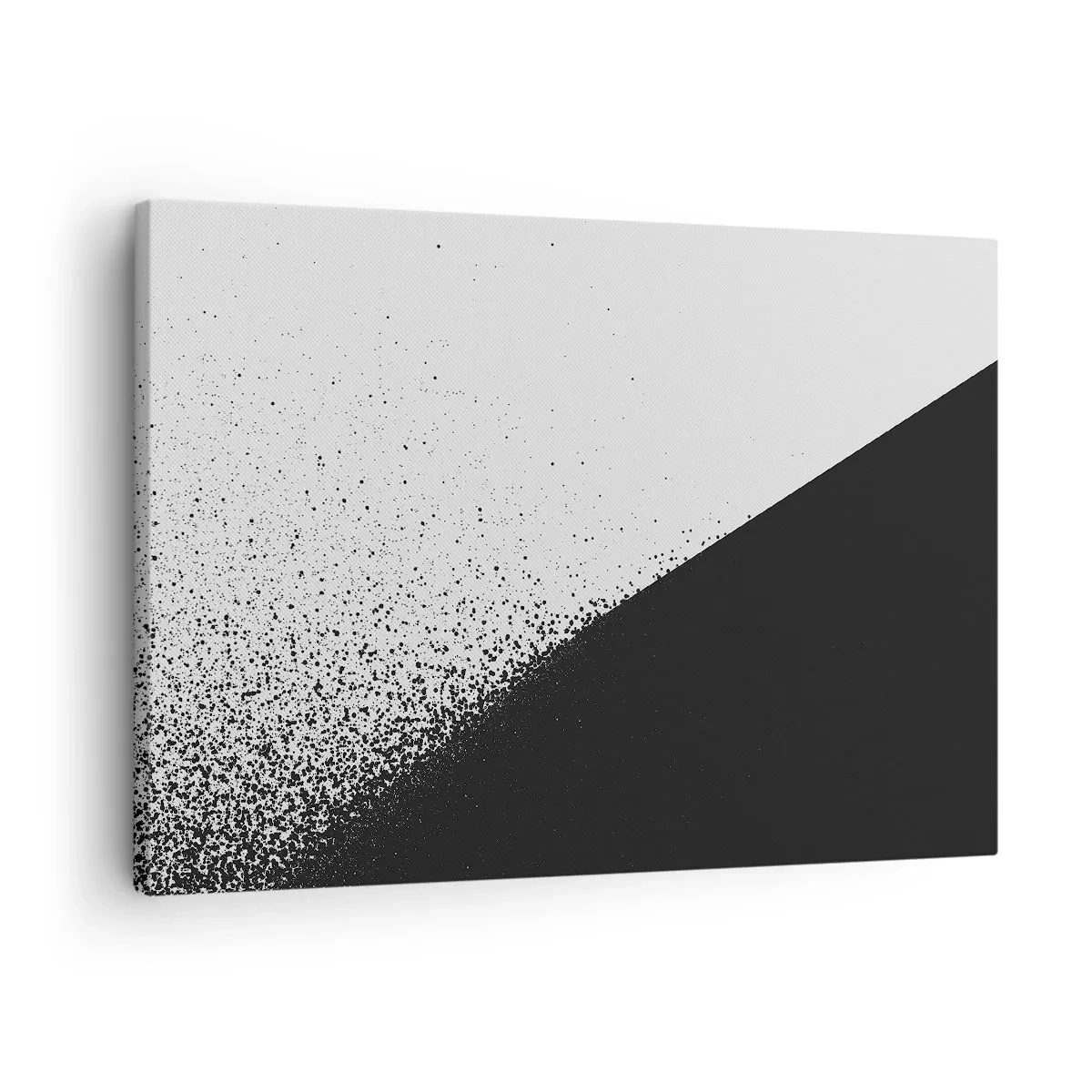 Canvas picture - Minimalist abstraction in black and white with scattered dots - 70x50cm - Faster and More - Modern wall decoration for the living room and bedroom ARTTOR