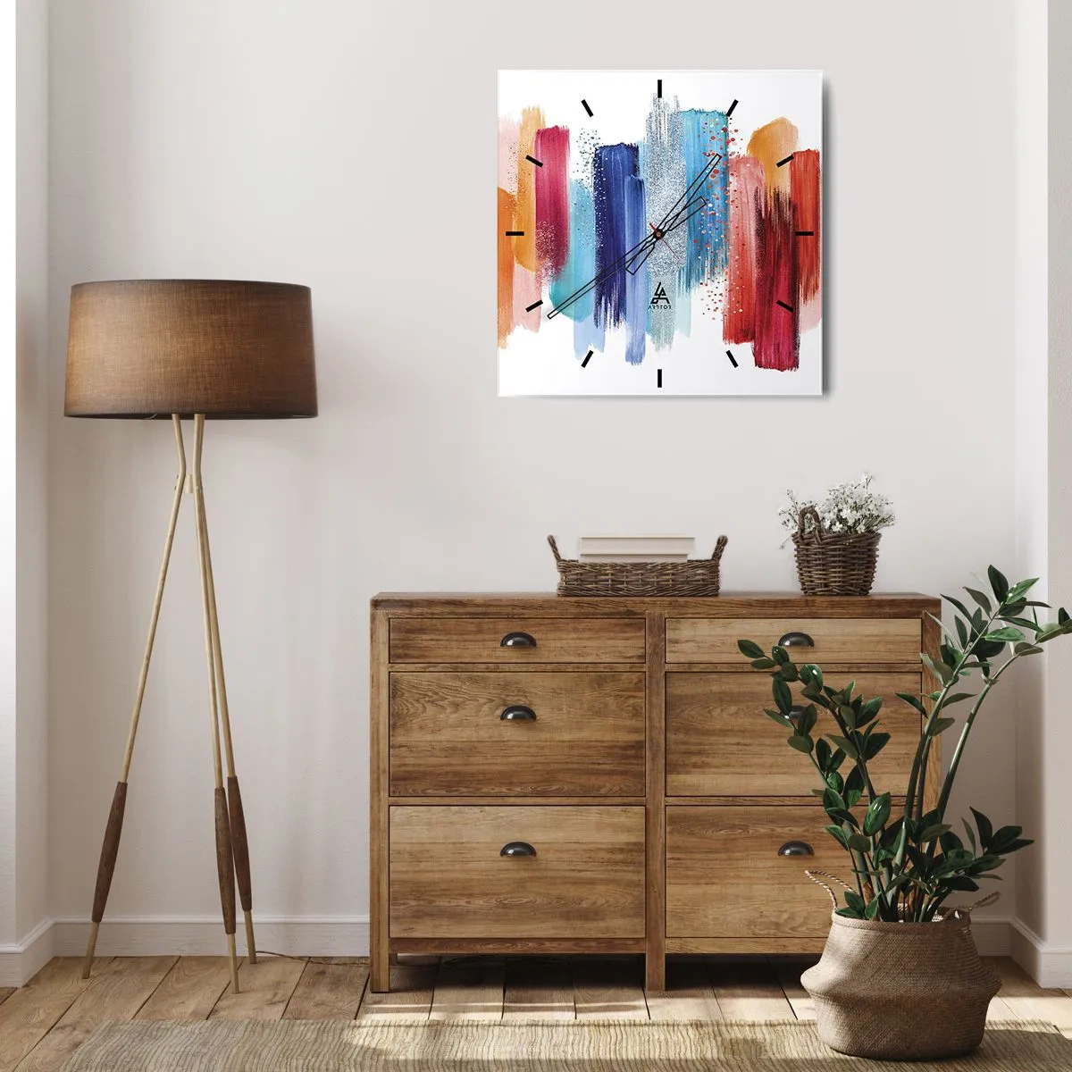 Wall clock - Clock on glass - Up and Down - 40x40 cm