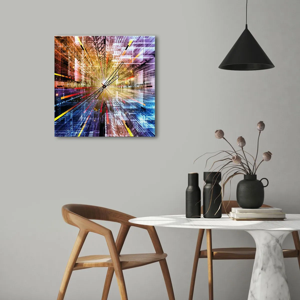 Wall clock - Clock on glass - Light Passage - 40x40 cm