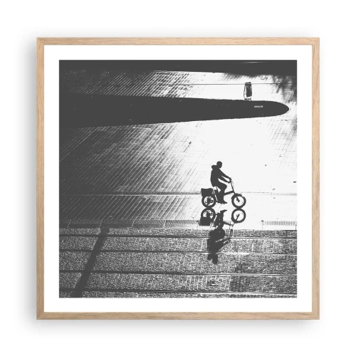 Poster in light oak frame - Straight ahead, through the City - 60x60 cm
