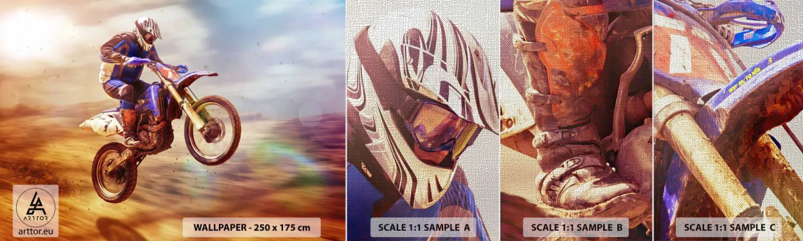 Photo Wallpaper Sample Premium Canvas - Motorcycle Dizziness - Motocross, Sport, Motorcyclist - 100x30 cm