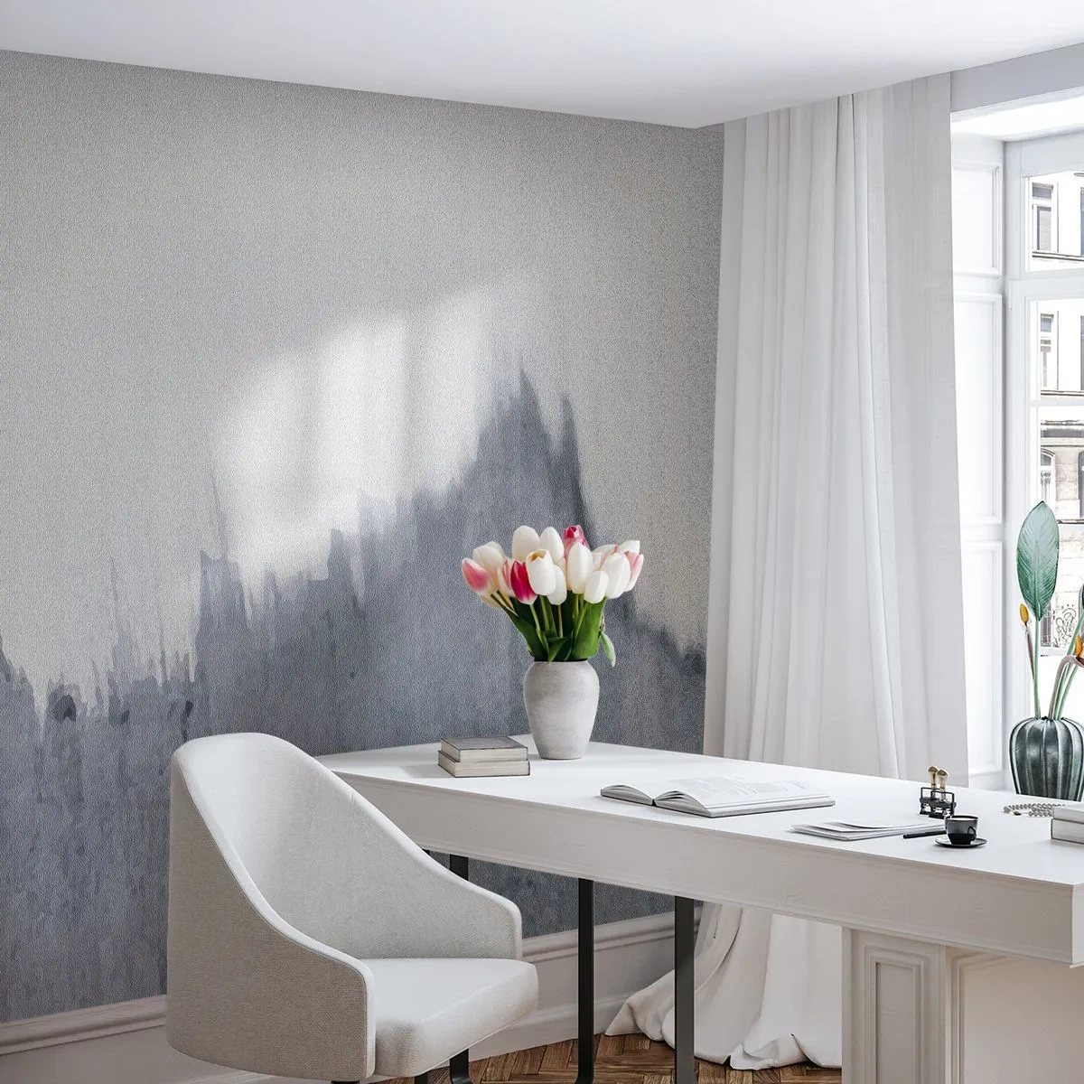 Photo Wallpaper Standard Eco - A gray abstraction resembling a mountain landscape - 100x70cm - Mysterious Writing - Modern wall decoration for the living room and bedroom ARTTOR