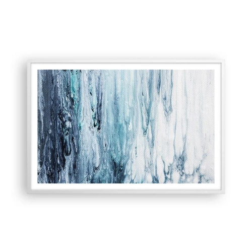 Poster in white frmae - Blue Icicles - 91x61 cm